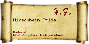 Hirschbein Frida névjegykártya